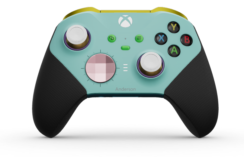 Xbox Elite Wireless Controller Series 2 - Core - Body: Glacier Blue + Rubberized Grips, D-pad: Faceted, Soft Pink (Metal), Back: Mineral Blue + Rubberized Grips