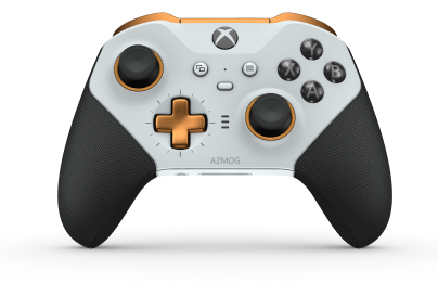 Manette sans fil Xbox Elite Series 2 - Core - Korpus: Robot White + Rubberized Grips, Pad kierunkowy: Wersja typu krzyż, łagodny pomarańcz (wariant metaliczny), Tył: Robot White + Rubberized Grips
