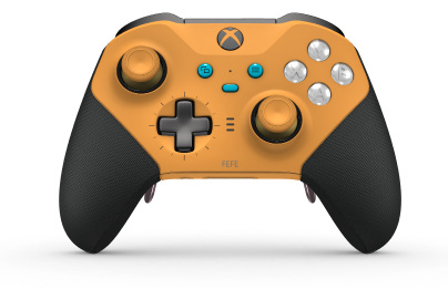 Manette sans fil Xbox Elite Series 2 - Core - Korpus: Soft Orange + Rubberized Grips, Pad kierunkowy: Wersja typu krzyż, burzowa szarość (wariant metaliczny), Tył: Soft Orange + Rubberized Grips