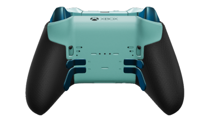 Xbox Elite Wireless Controller Series 2 - Core - Tělo: Modrá Mineral Blue + pogumované rukojeti, Směrový ovladač: Faseta, Hero Gold (kov), Zadní strana: Modrá Glacier Blue + pogumované rukojeti