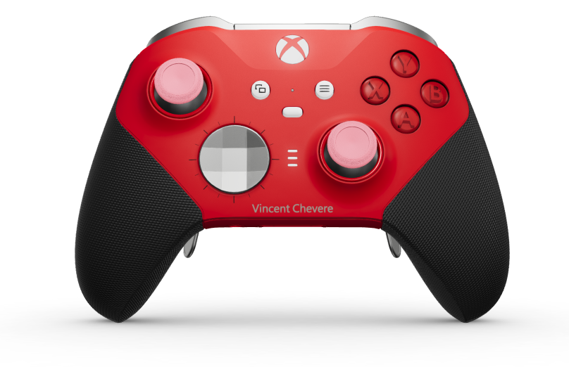 Xbox Elite Wireless Controller Series 2 - Core - Vorderseite: Pulse Red + gummierte Griffe, D-Pad: Facettiert, Bright Silver (Metall), Rückseite: Pulse Red + gummierte Griffe