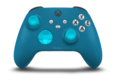 Xbox vezeték nélküli kontroller - Hoofdtekst: Mineraalblauw, D-Pads: Libelleblauw, Duimsticks: Libelleblauw