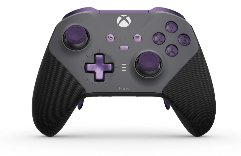 Xbox Elite Wireless Controller Series 2 - Core - Body: Storm Gray + Rubberized Grips, D-pad: Cross, Astral Purple (Metal), Back: Storm Gray + Rubberized Grips