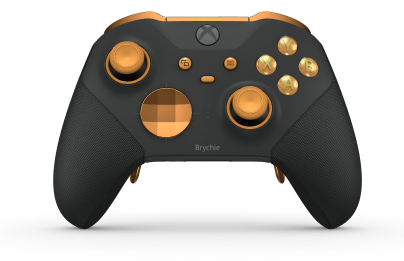 Bezdrátový ovladač Xbox Elite Series 2 – Core - Behuizing voorzijde: Carbonzwart + rubberen handvatten, D-pad: Facet, Soft Orange (Metal), Behuizing achterzijde: Carbonzwart + rubberen handvatten