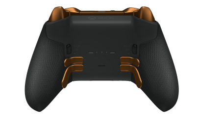 Bezdrátový ovladač Xbox Elite Series 2 – Core - Behuizing voorzijde: Carbonzwart + rubberen handvatten, D-pad: Facet, Soft Orange (Metal), Behuizing achterzijde: Carbonzwart + rubberen handvatten