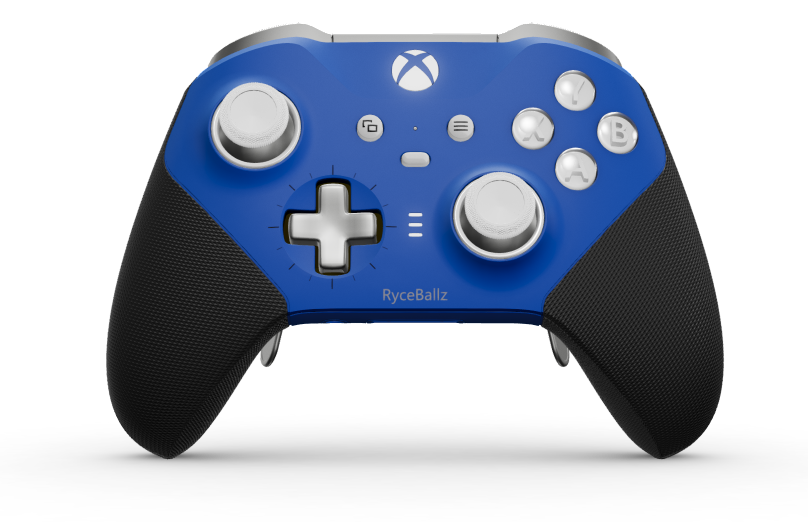 Xbox Elite Wireless Controller Series 2 - Core - Body: Shock Blue + Rubberised Grips, D-pad: Cross, Bright Silver (Metal), Back: Shock Blue + Rubberised Grips