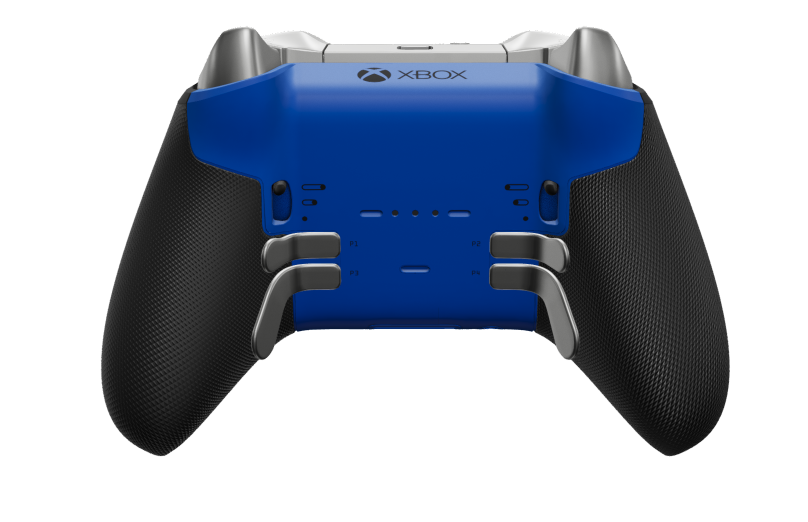 Xbox Elite Wireless Controller Series 2 - Core - Body: Shock Blue + Rubberised Grips, D-pad: Cross, Bright Silver (Metal), Back: Shock Blue + Rubberised Grips