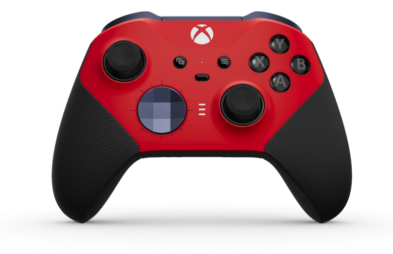 Xbox Elite Wireless Controller Series 2 – Core - Vorderseite: Pulse Red + gummierte Griffe, D-Pad: Facettiert, Midnight Blue (Metall), Rückseite: Carbon Black + gummierte Griffe