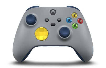 Xbox Wireless Controller - Korpus: Popielata szaroÅ›Ä‡, Pady kierunkowe: Piorunujący żółty, Drążki: Nocny błękit