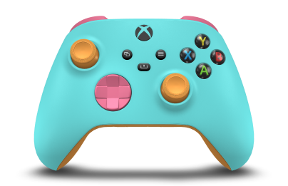 Xbox draadloze controller - Hoveddel: Gletsjerblå, D-blokke: Dyb pink, Thumbsticks: Blød orange