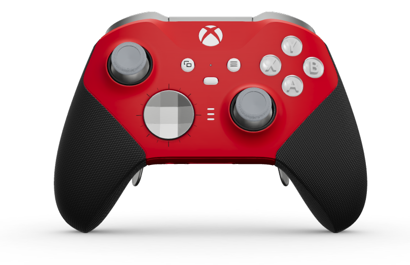 Xbox Elite Wireless Controller Series 2 - Core - Hoveddel: Impulsrød + gummigreb, D-blok: Facetteret, lys sølvfarvet (metal), Bagside: Impulsrød + gummigreb