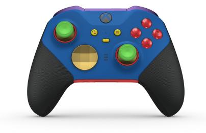 Xbox Elite Wireless Controller Series 2 - Core - Body: Shock Blue + Rubberised Grips, D-pad: Facet, Gold Matte (Metal), Back: Pulse Red + Rubberised Grips