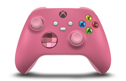 Controller with Deep Pink body, Retro Pink (Metallic) D-pad, and Retro Pink thumbsticks - front view