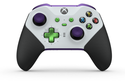 Xbox Elite Wireless Controller Series 2 - Core - Corps: Robot White + poignées caoutchoutées, BMD: Plus, Velocity Green (métal), Arrière: Astral Purple + poignées caoutchoutées