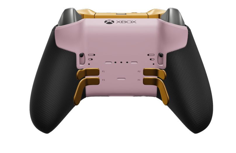 Xbox Elite Wireless Controller Series 2 - Core - Text: Soft Pink + gummierte Griffe, D-Pad: Facettiert, Soft Orange (Metall), Zurück: Soft Pink + gummierte Griffe