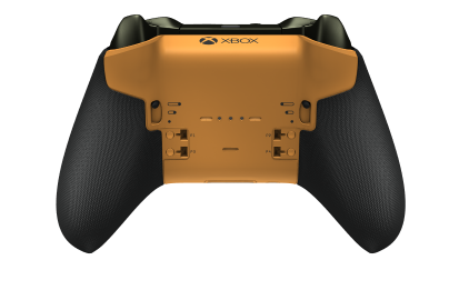 Xbox Elite Wireless Controller Series 2 - Core - Corps: Carbon Black + poignées caoutchoutées, BMD: Facette, Gold Matte (métal), Arrière: Soft Orange + poignées caoutchoutées