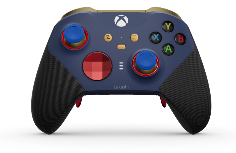 Xbox Elite Wireless Controller Series 2 - Core - Corps: Midnight Blue + poignées caoutchoutées, BMD: À facettes, Pulse Red (métal), Arrière: Midnight Blue + poignées caoutchoutées