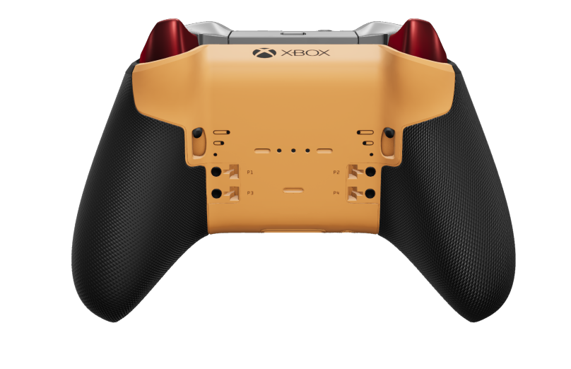 Xbox Elite draadloze controller Series 2 - Core - Corps: Robot White + poignées caoutchoutées, BMD: À facettes, Soft Orange (métal), Arrière: Soft Orange + poignées caoutchoutées
