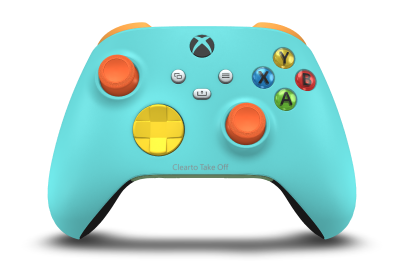 Xbox Wireless Controller - Hoveddel: Gletsjerblå, D-blokke: Lighting Yellow, Thumbsticks: Skalorange