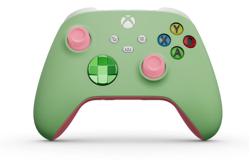 Xbox Wireless Controller - Framsida: Mjukt grönt, Styrknappar: Velocity-grön (metallic), Styrspakar: Retrorosa