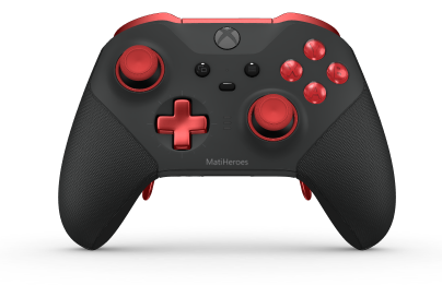 Bezprzewodowy kontroler Xbox Elite Series 2 — Core - Body: Carbon Black + Rubberized Grips, D-pad: Cross, Pulse Red (Metal), Back: Carbon Black + Rubberized Grips