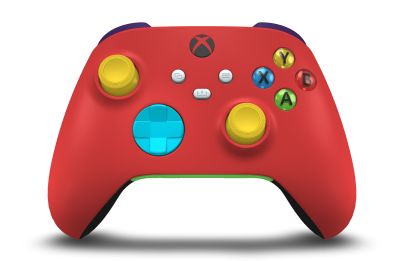 Xbox Wireless Controller - Body: Pulse Red, D-Pads: Dragonfly Blue, Thumbsticks: Lighting Yellow