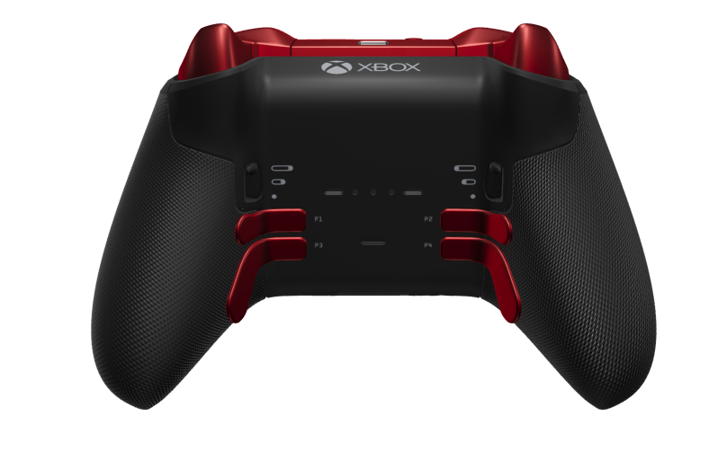 Xbox Elite Wireless Controller Series 2 – Core - Behuizing voorzijde: Carbonzwart + rubberen handvatten, D-pad: Cross, Pulse Red (Metal), Behuizing achterzijde: Carbonzwart + rubberen handvatten