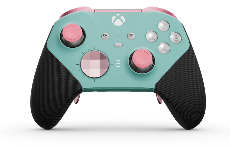 Xbox Elite Wireless Controller Series 2 - Core - Corpo: Azul Glaciar + Pegas em Borracha, Botão Direcional: Facetado, Soft Pink (Metal), Traseira: Azul Glaciar + Pegas em Borracha