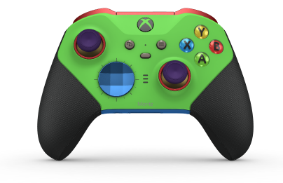 Xbox Elite Wireless Controller Series 2 – Core - Body: Velocity Green + Rubberized Grips, D-pad: Facet, Photon Blue (Metal), Back: Shock Blue + Rubberized Grips