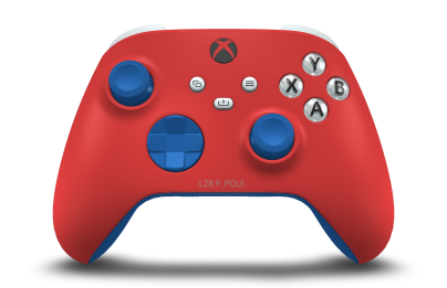 Xbox Wireless Controller - Corpo: Vermelho Forte, Botões Direcionais: Azul Choque, Manípulos Analógicos: Azul Choque