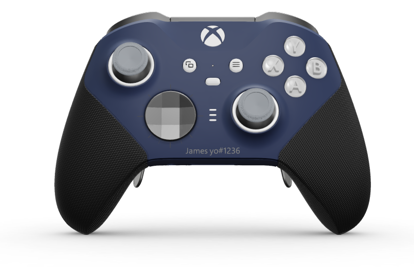 Xbox Elite Wireless Controller Series 2 - Core - Text: Midnight Blue + gummierte Griffe, D-Pad: Facettiert, Storm Gray (Metall), Zurück: Midnight Blue + gummierte Griffe