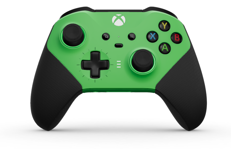 Xbox Elite Wireless Controller Series 2 - Core - Body: Velocity Green + Rubberised Grips, D-pad: Cross, Carbon Black (Metal), Back: Velocity Green + Rubberised Grips
