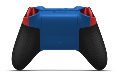Controller with Pulse Red body, Lightning Yellow (Metallic) D-pad, and Lighting Yellow thumbsticks - back view