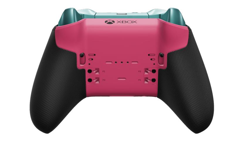 Xbox Elite Wireless Controller Series 2 - Core - Body: Deep Pink + Rubberized Grips, D-pad: Faceted, Mineral Blue (Metal), Back: Deep Pink + Rubberized Grips