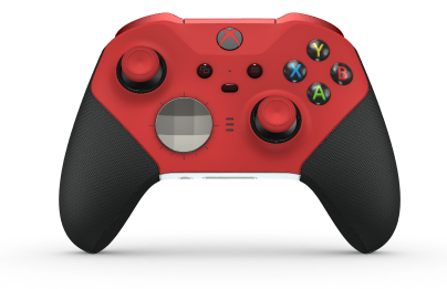 Xbox Elite Wireless Controller Series 2 - Core - Corpo: Vermelho Forte + Pegas em Borracha, Botão Direcional: Faceta, Prateado Vibrante (Metal), Traseira: Branco Robot + Pegas em Borracha