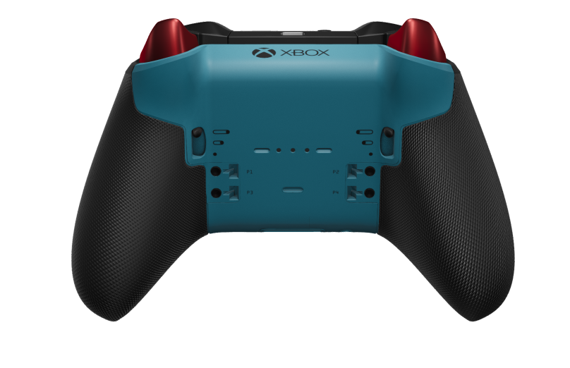 Xbox Elite Wireless Controller Series 2 - Core - Body: Mineral Blue + Rubberized Grips, D-pad: Faceted, Pulse Red (Metal), Back: Mineral Blue + Rubberized Grips