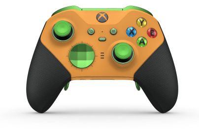 Xbox Elite Wireless Controller Series 2 - Core - Body: Soft Orange + Rubberised Grips, D-pad: Facet, Velocity Green (Metal), Back: Soft Orange + Rubberised Grips