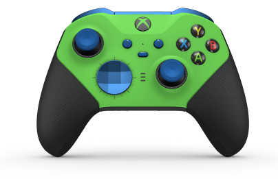 Trådløs Xbox Elite-kontroller Series 2 – Core - Body: Velocity Green + Rubberized Grips, D-pad: Facet, Photon Blue (Metal), Back: Carbon Black + Rubberized Grips