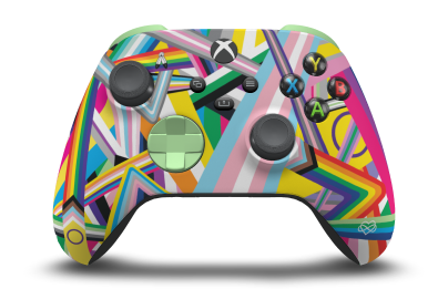 Xbox Wireless Controller - Body: Pride, D-Pads: Soft Green, Thumbsticks: Storm Grey