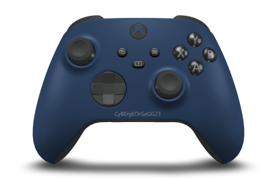 Controller with Midnight Blue body, Carbon Black D-pad, and Carbon Black thumbsticks - front view