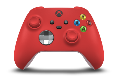 Xbox Wireless Controller - Hoofdtekst: Pulsrood, D-Pads: Asgrijs (metallic), Duimsticks: Pulsrood
