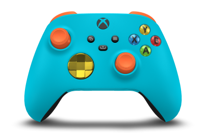 Xbox Wireless Controller - Corps: Dragonfly Blue, BMD: Lightning Yellow (métallique), Joysticks: Zest Orange