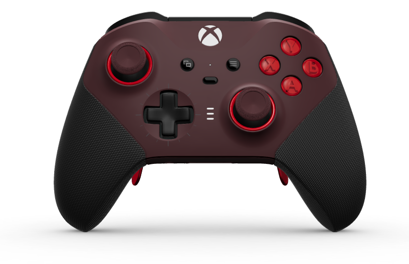 Xbox Elite 무선 컨트롤러 Series 2 - 코어 - Body: Garnet Red + Rubberized Grips, D-pad: Cross, Carbon Black (Metal), Back: Garnet Red + Rubberized Grips