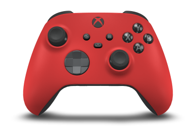 Controller with Pulse Red body, Storm Grey D-pad, and Carbon Black thumbsticks - front view