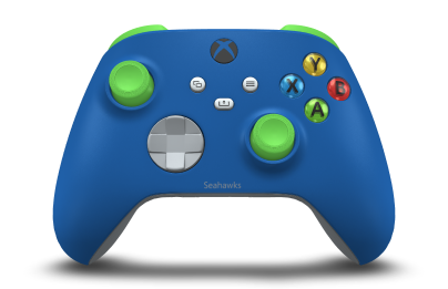 Xbox Wireless Controller - Corpo: Azul Choque, Botões Direcionais: Cinza, Manípulos Analógicos: Verde Veloz