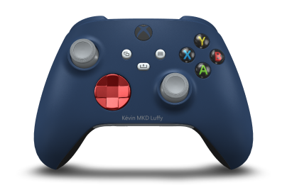 Manette sans fil Xbox - Corpo: Azul Noturno, Botões Direcionais: Oxide Red (Metallic), Manípulos Analógicos: Cinza
