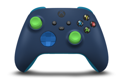 Xbox Wireless Controller - Body: Midnight Blue, D-Pads: Shock Blue, Thumbsticks: Velocity Green