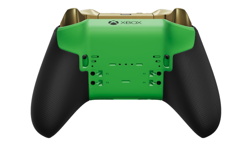 Xbox Elite Wireless Controller Series 2 - Core - Body: Velocity Green + Rubberised Grips, D-pad: Faceted, Hero Gold (Metal), Back: Velocity Green + Rubberised Grips