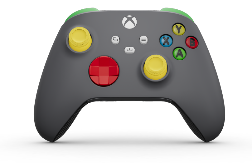 Xbox Wireless Controller - Runko: Myrskynharmaa, Suuntaohjaimet: Pulssinpunainen, Peukalosauvat: Salamankeltainen