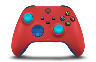 Xbox Wireless Controller - Corpo: Vermelho Forte, Botões Direcionais: Azul Choque, Manípulos Analógicos: Azul Libélula